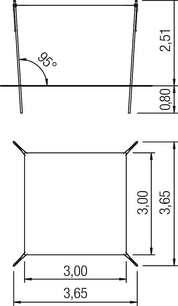 Schattensegel höhenverstellbar 3,00x3,00 m Ansicht 6