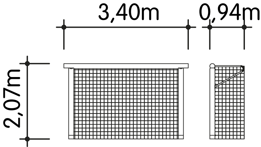 Bolzplatztor 3x2m mit Netz Ansicht 4