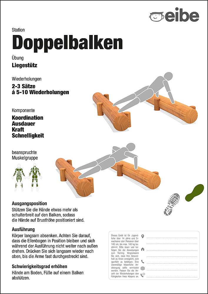 Trimm-dich-Pfad Trainingsschild Doppelbalken Ansicht 5