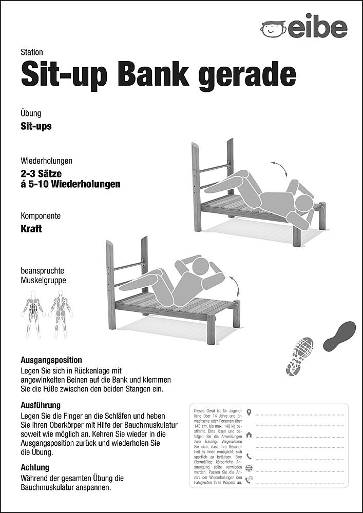 Trimm-dich-Pfad Trainingsschild Bauchtrainer gerade Ansicht 6