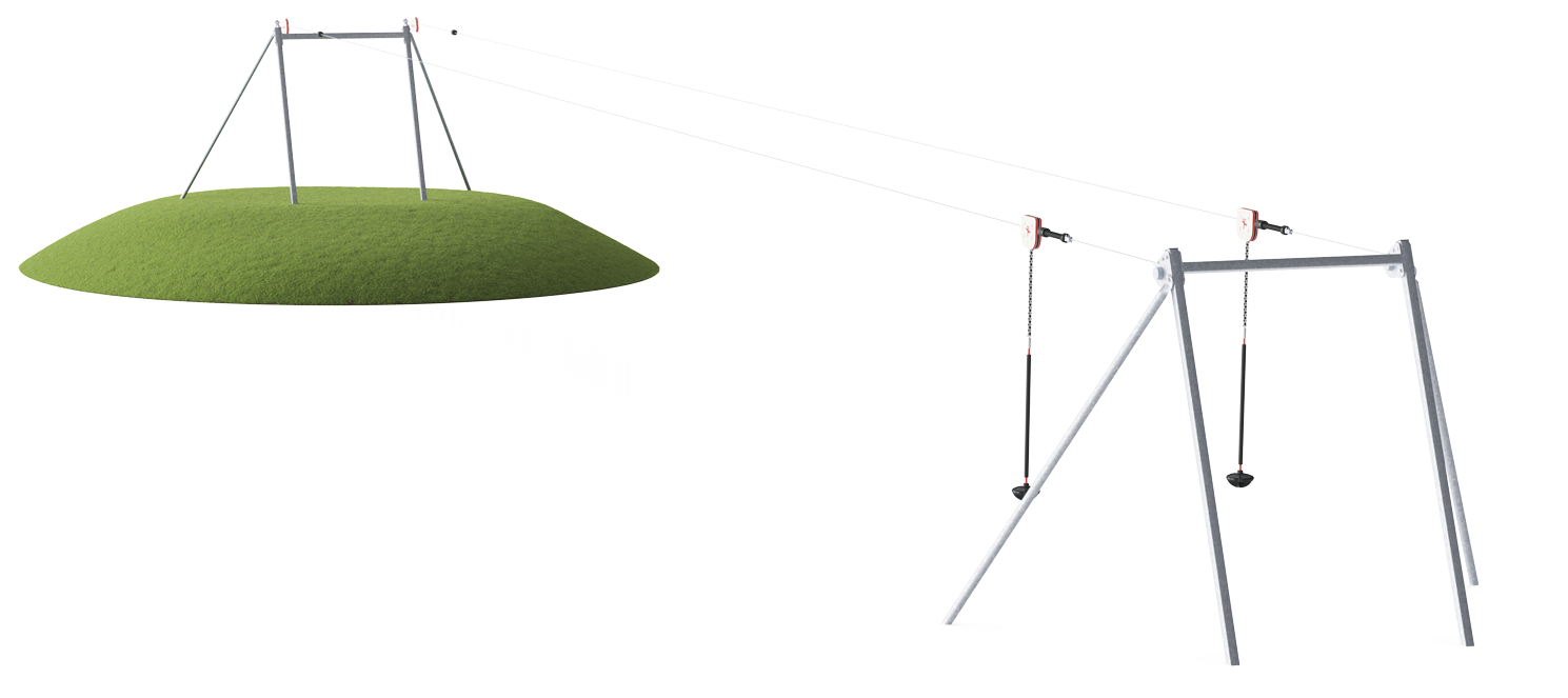 KOMPAN Doppelseilbahn Gefälle 25m Ansicht 2