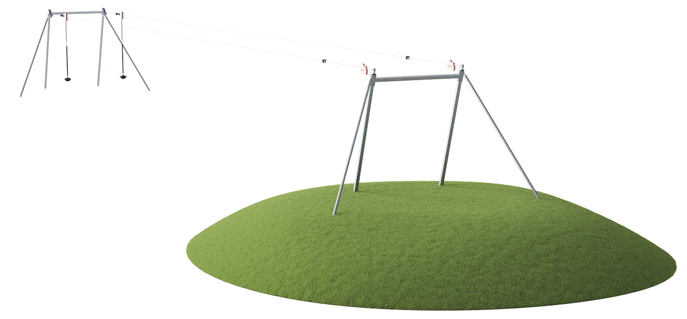 KOMPAN Doppelseilbahn Gefälle 25m Ansicht 3