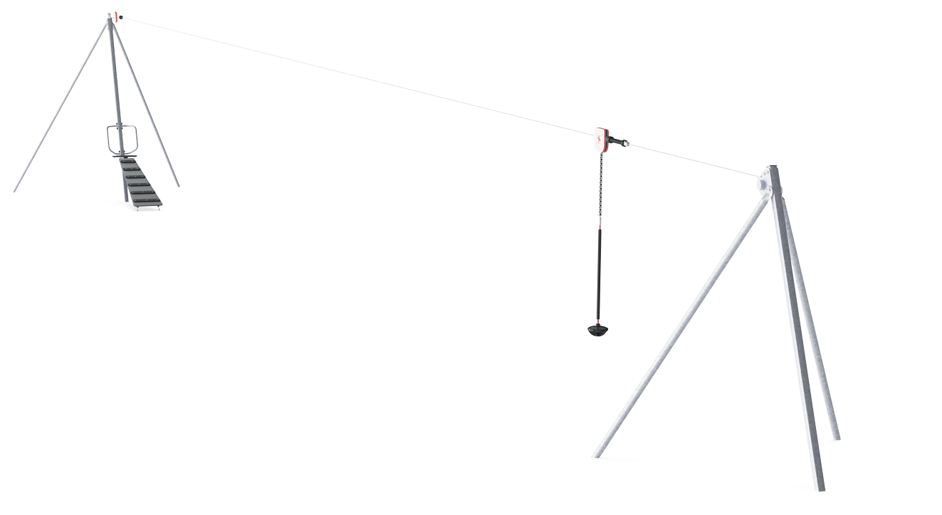 KOMPAN Seilbahn Rampe eben 25m Ansicht 2