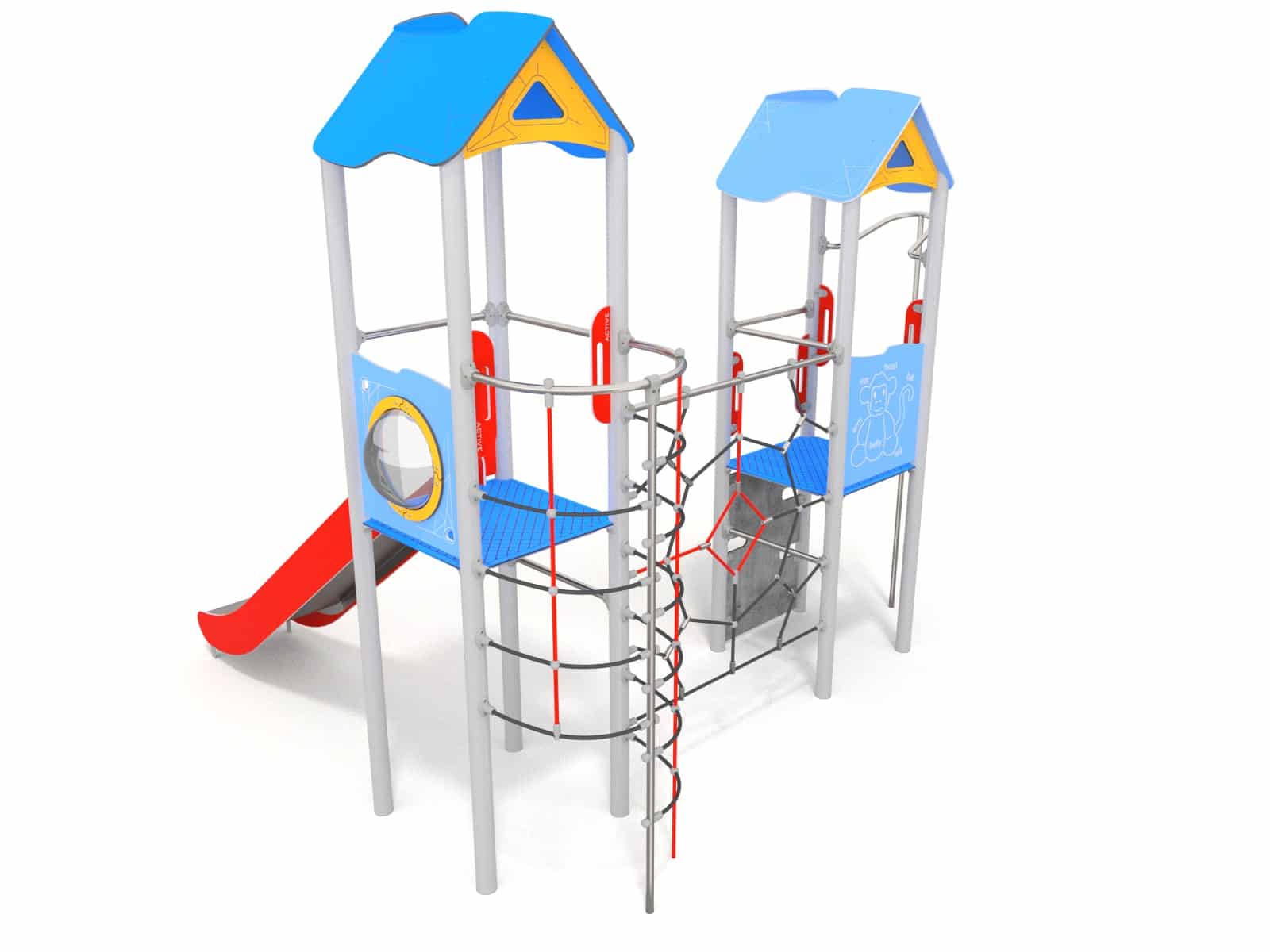 Doppelturmset mit Linarium für den Spielplatz Ansicht 3