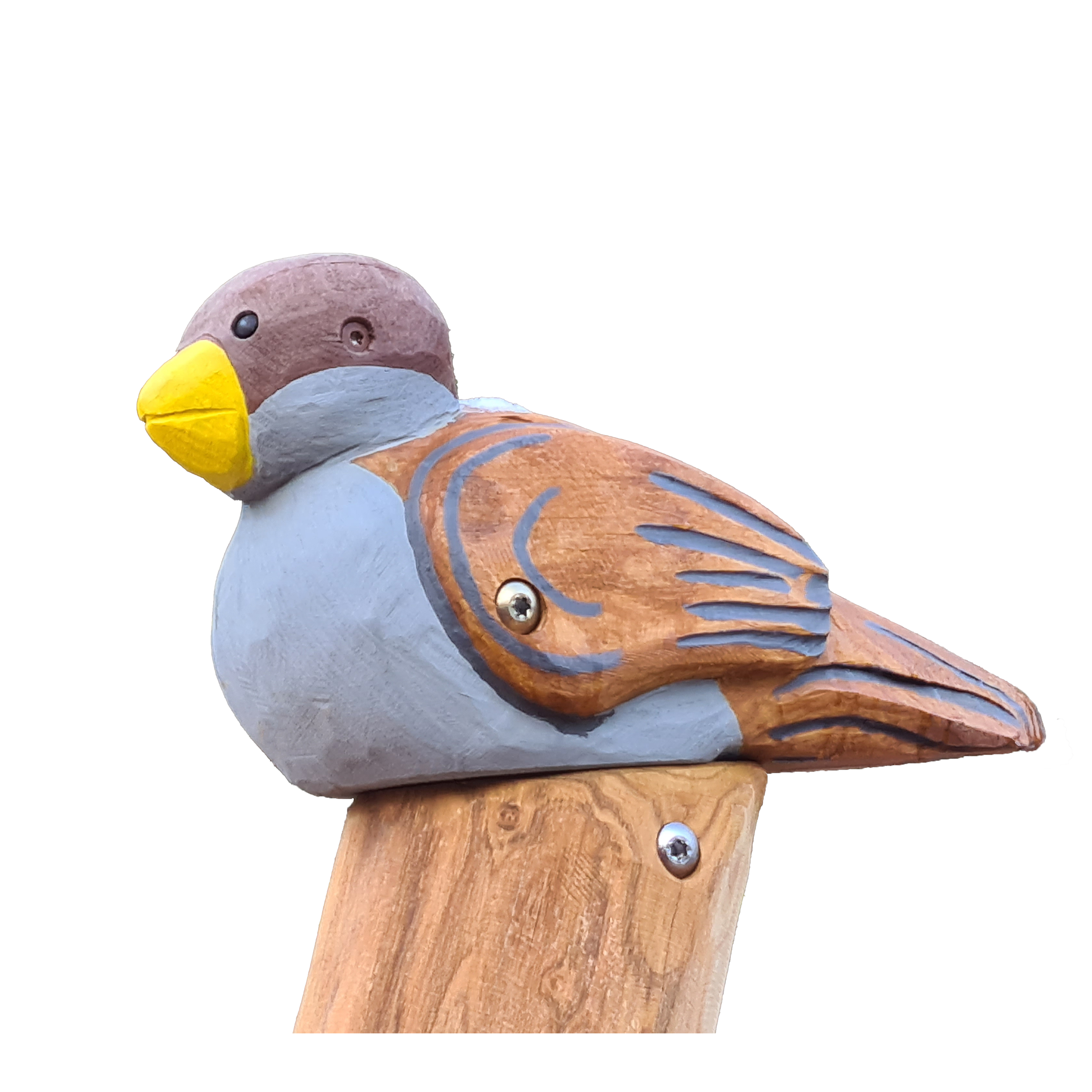 Pfostenkopf/Schnitzfigur Spatz - Ansicht 2