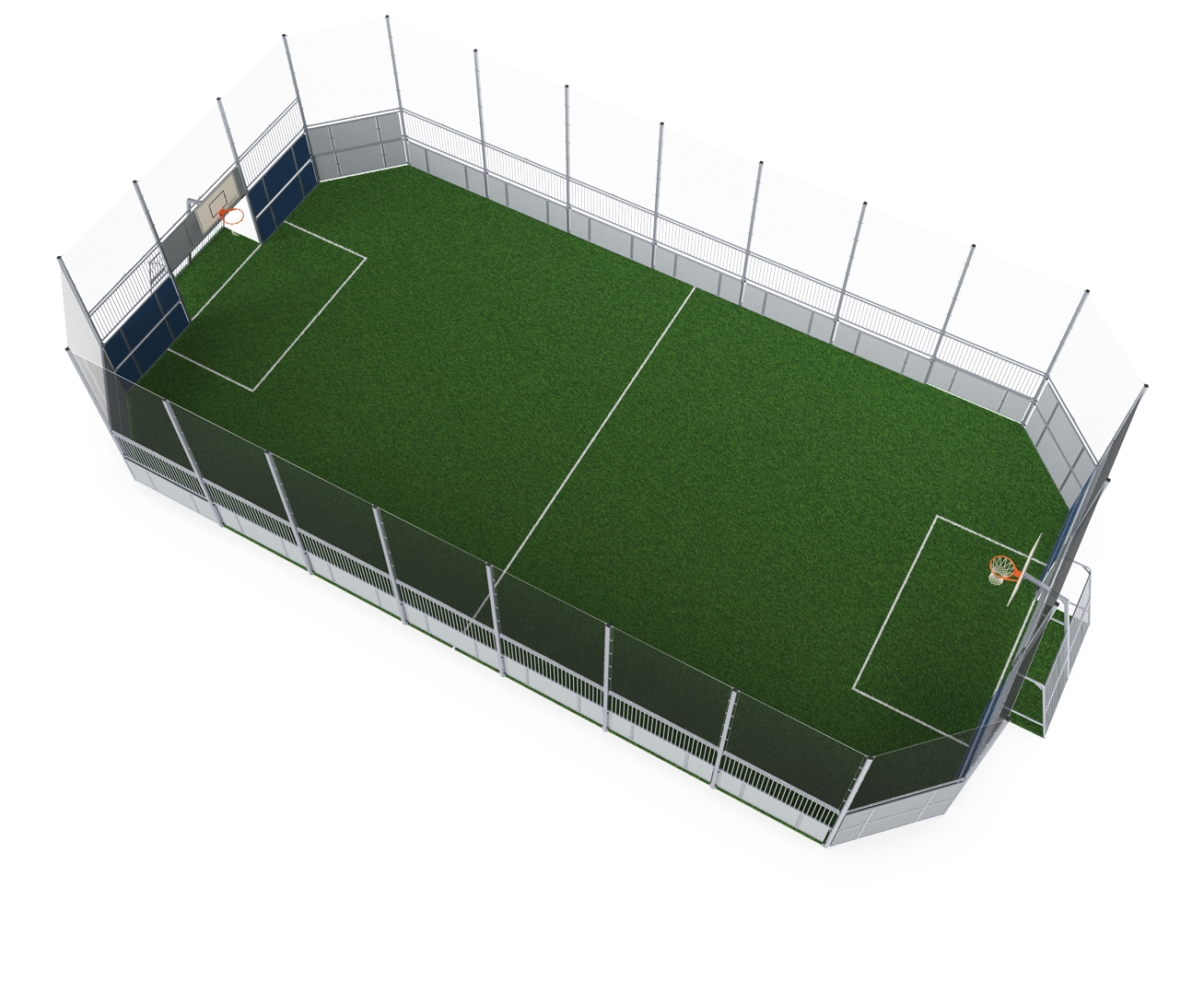 MUGA, 12 x 24 m, Seitenhöhe 5 m; Platten-Design FRE600202 Ansicht 3
