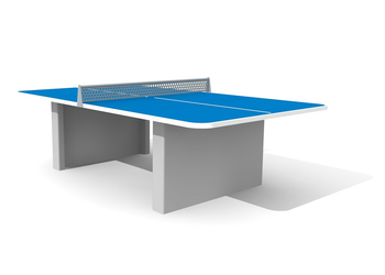 Tischtennis Beton gerundet, Stahlgestell blau, Bimbo Spielplatzgeräte (Hinnen AG)