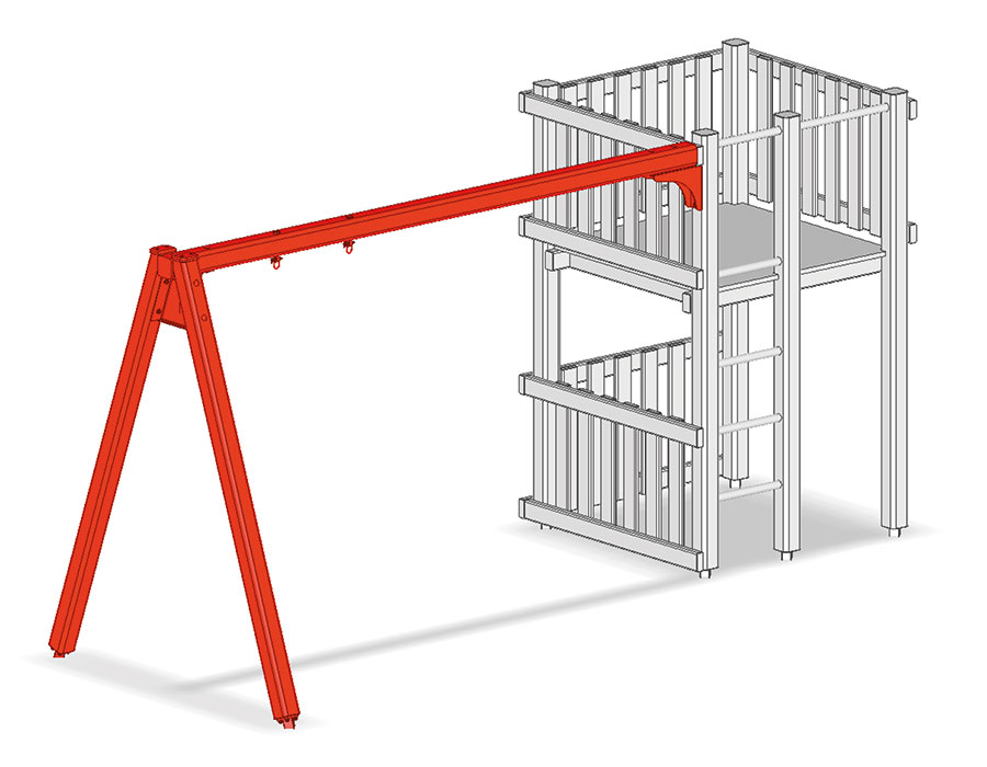 Schaukelabteil Holz 1-teilig Ansicht 2