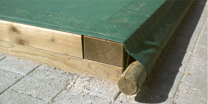 Sandkastenabdeckung mit Holzrugel Ansicht 5