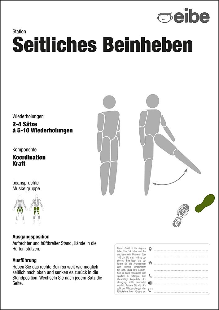 Trimm-dich-Pfad Trainingsschild seitliches Beinheben Ansicht 5