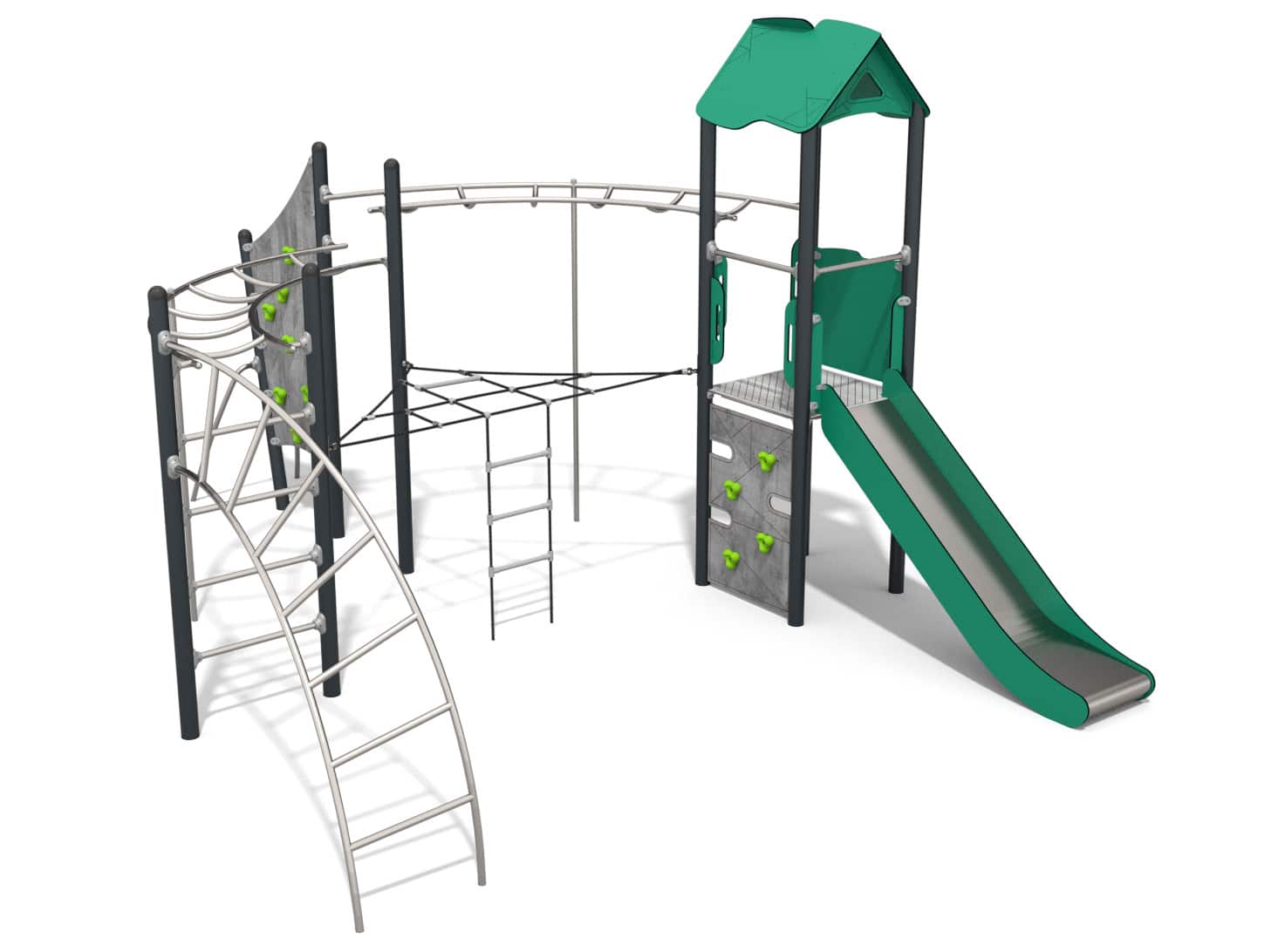 Turmset mit Kletterwand für den Spielplatz Ansicht 2
