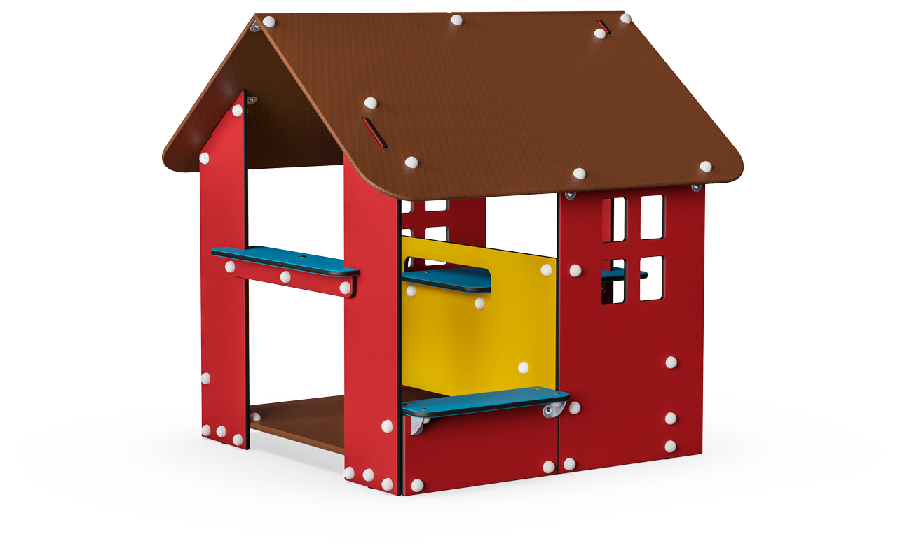 Spielhaus mit 2 Räumen (Tisch + Bänke + Tresen) BASIC750 Ansicht 2
