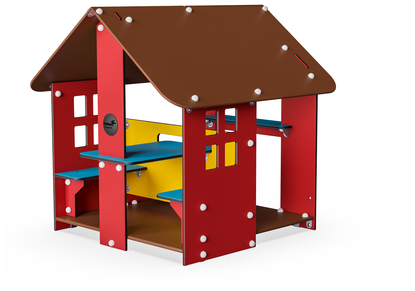 Spielhaus mit 2 Räumen (Tisch + Bänke + Tresen) BASIC750 Ansicht 3