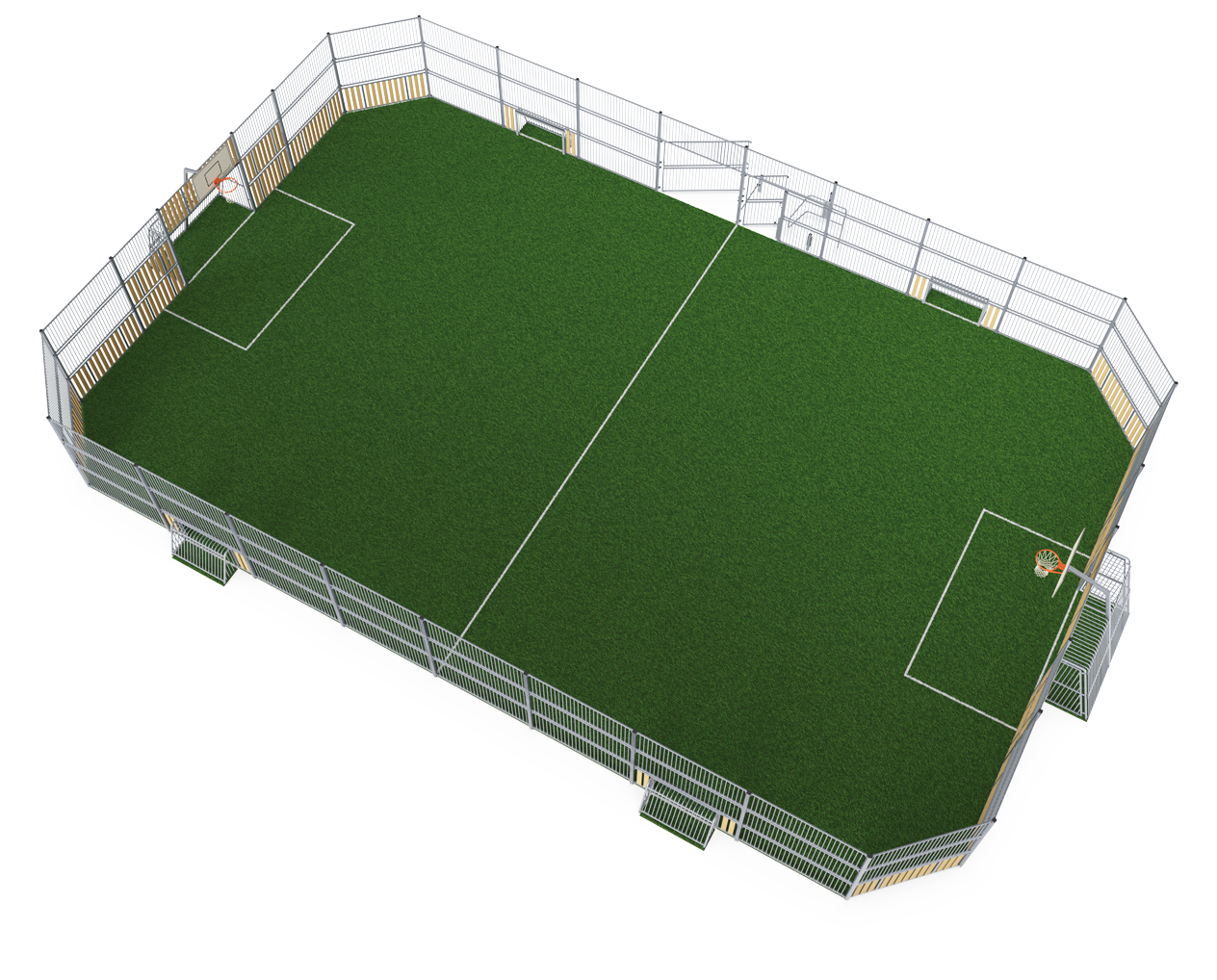 MUGA, 18 x 26 m, Seitenhöhe 3 m, Stahl-Holzoptik FRE600901 Ansicht 3