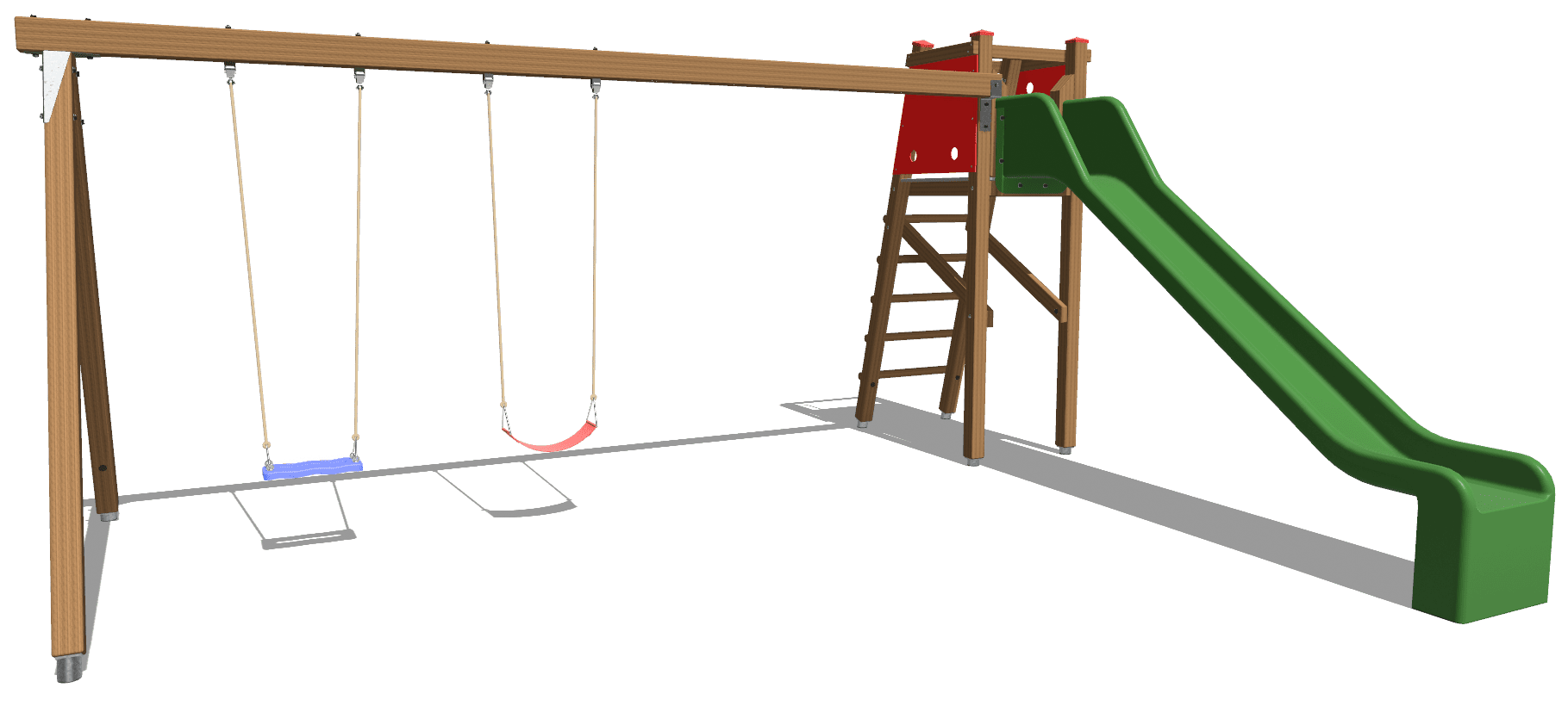 Rutschbahn mit Aufstieg und Doppelschaukelanbau Podesthöhe 140 cm Ansicht 5