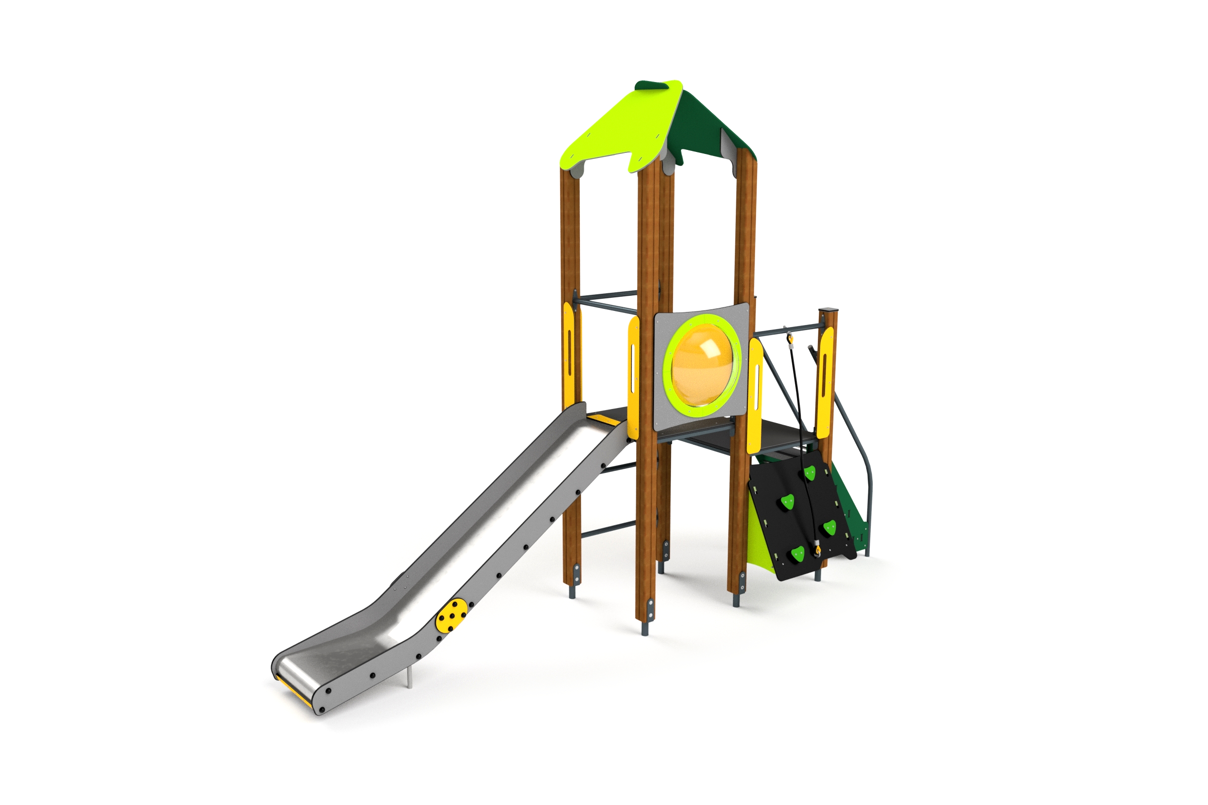 10017 Kletterturm mit kleiner Kletterwand, Bullauge und Rutschbahn Ansicht 2