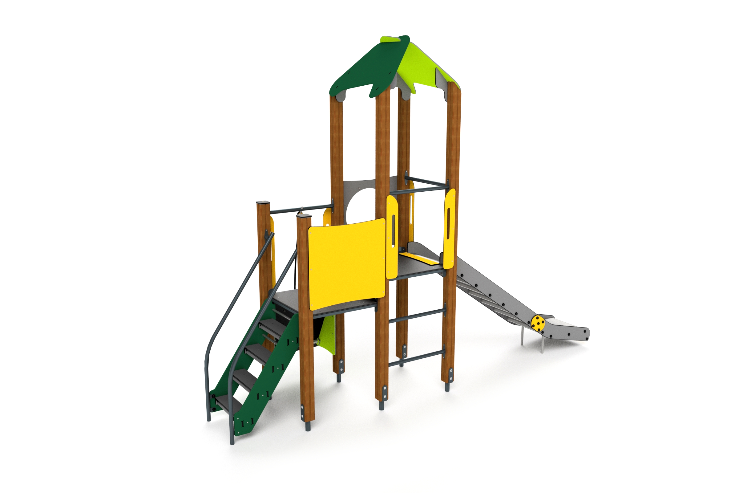 10017 Kletterturm mit kleiner Kletterwand, Bullauge und Rutschbahn Ansicht 3