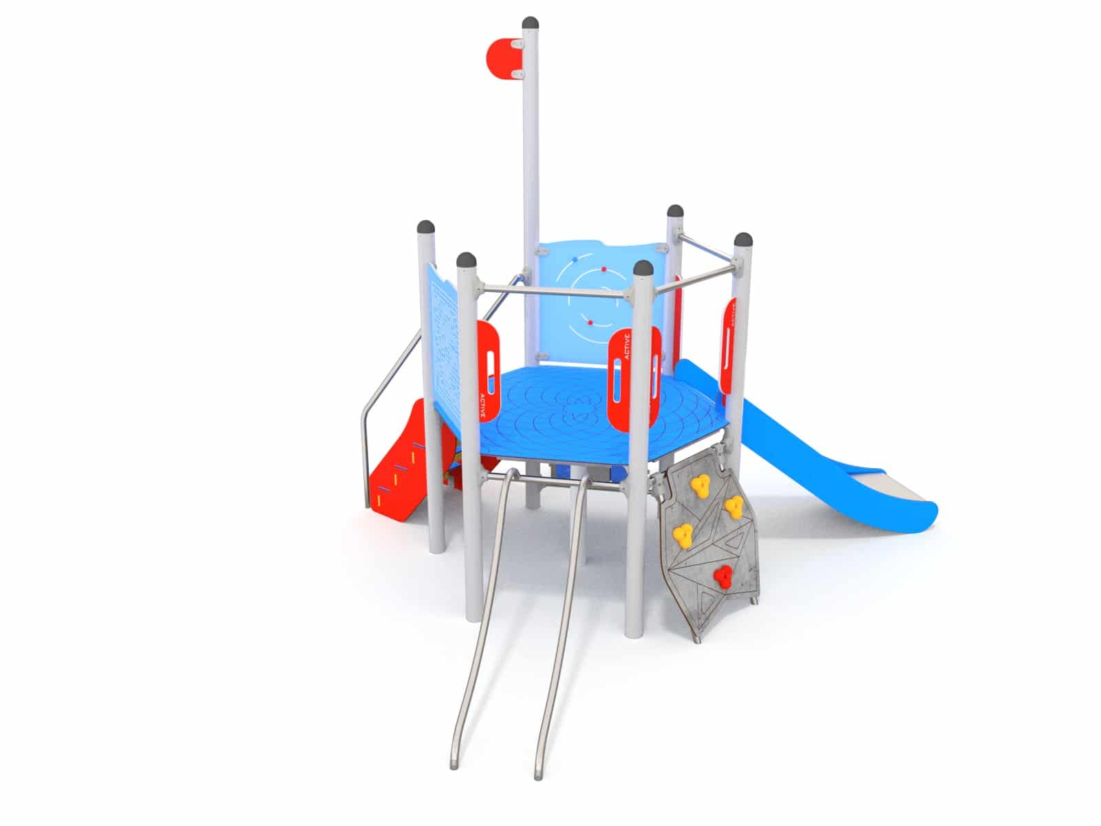 Turret mit Rutsche und Treppe für den Spielplatz Ansicht 3
