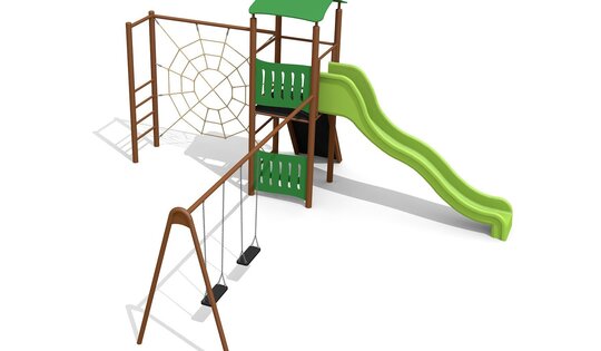 Kletterturm Kombi 1 mit 2er Schaukel steel color Ansicht 3
