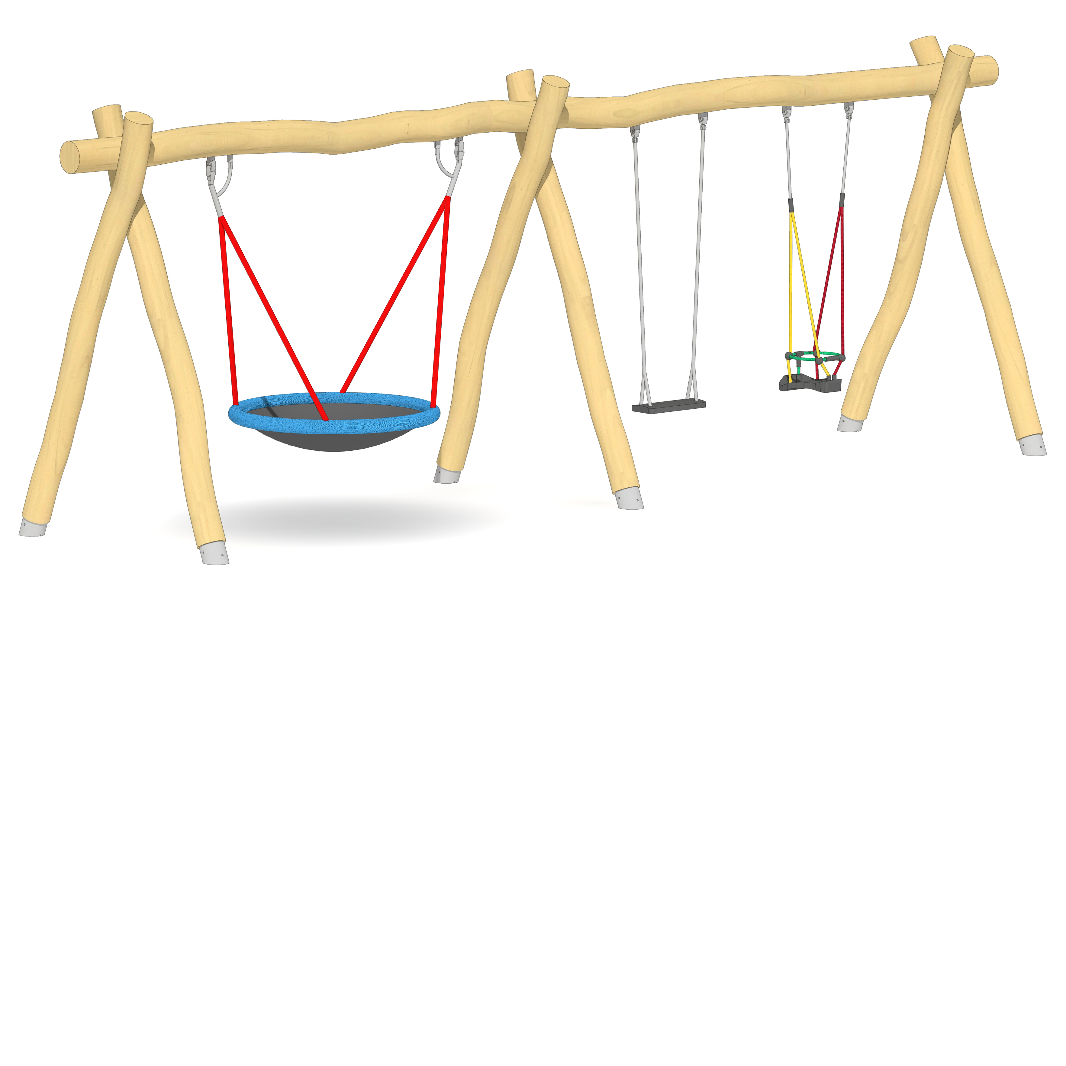 Schaukel-Nestkorb-Kombi 2-fach LH210cm, 1 Kleinkind-Schaukelsitz Ansicht 2