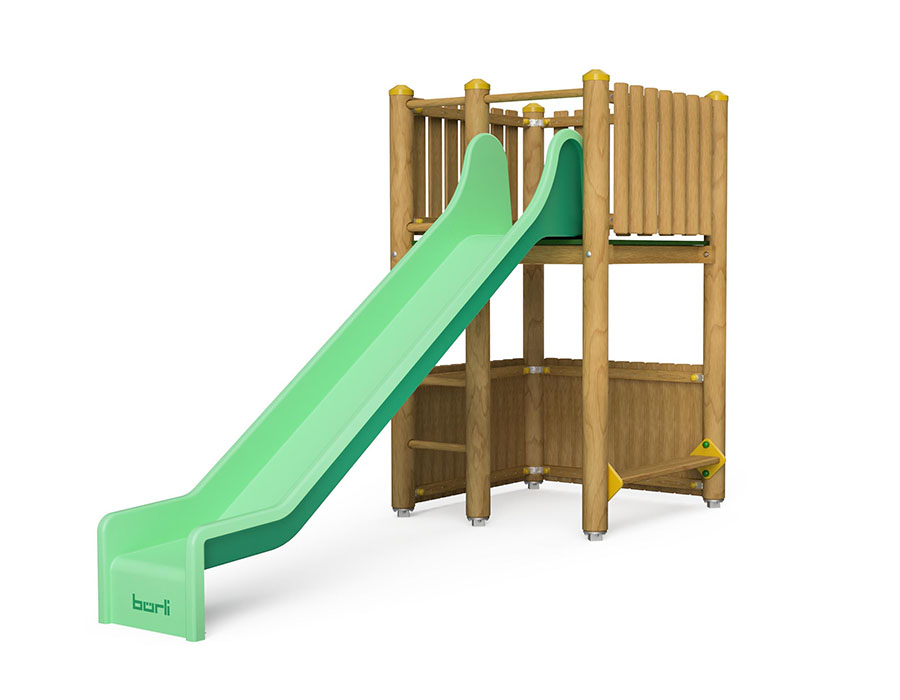Spielturm-Kombination Rundholz, Podesthöhe 150 cm, Rutsche Ansicht 2