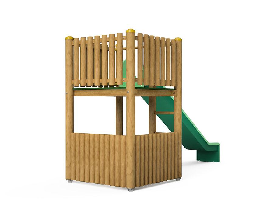 Spielturm-Kombination Rundholz, Podesthöhe 150 cm, Rutsche Ansicht 3