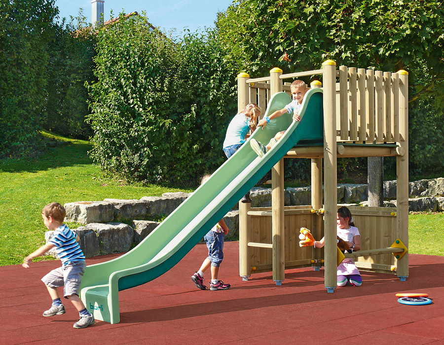 Spielturm-Kombination Rundholz, Podesthöhe 150 cm, Rutsche Ansicht 4