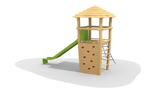 Jägerturm mit GFK Rutsche und Pyramidendach Ansicht 5