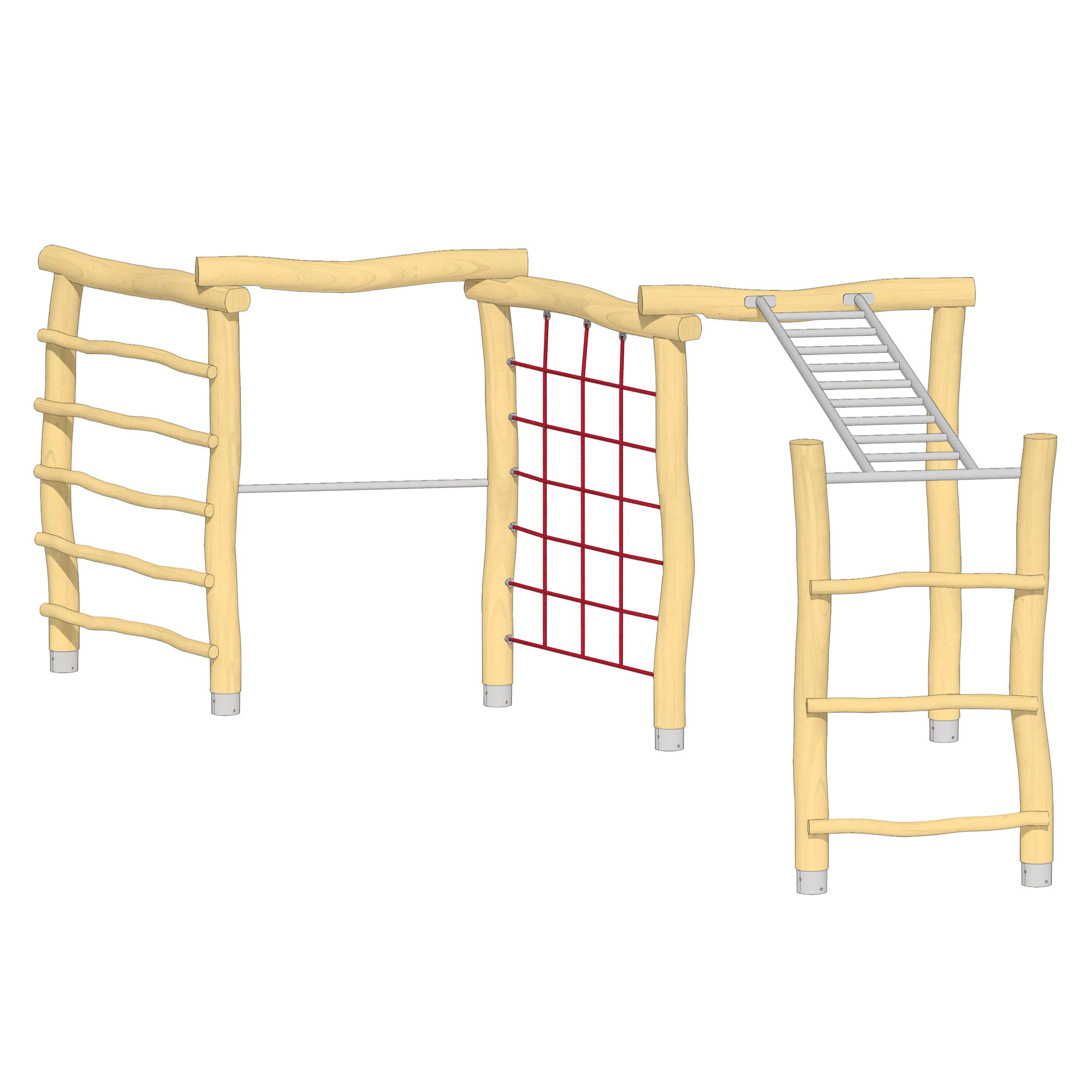 Zick-Zack-Kletterwand 3-teilig mit Hangel Ansicht 2