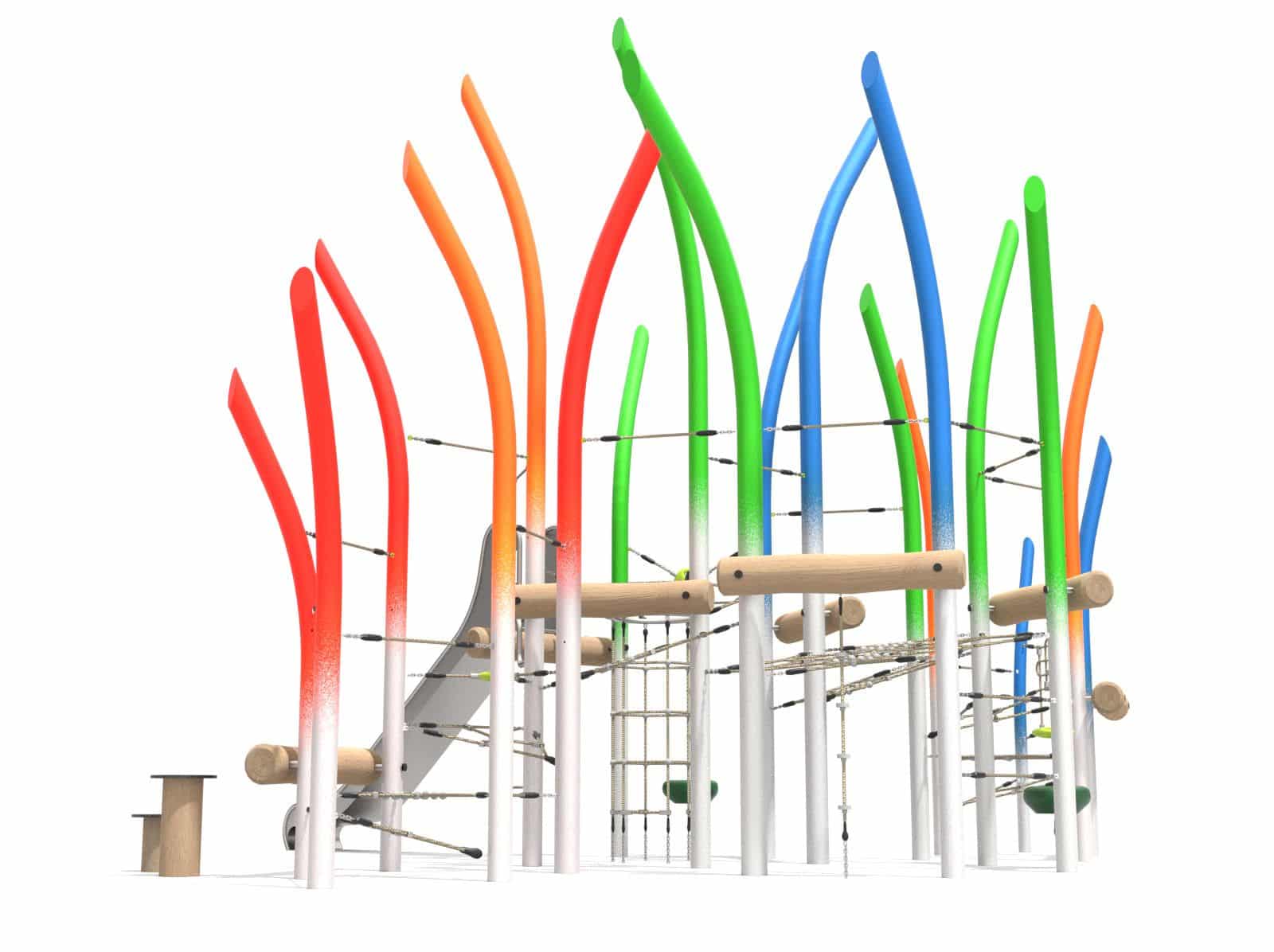 Farbiges Seilkletternetz für den Spielplatz Ansicht 2