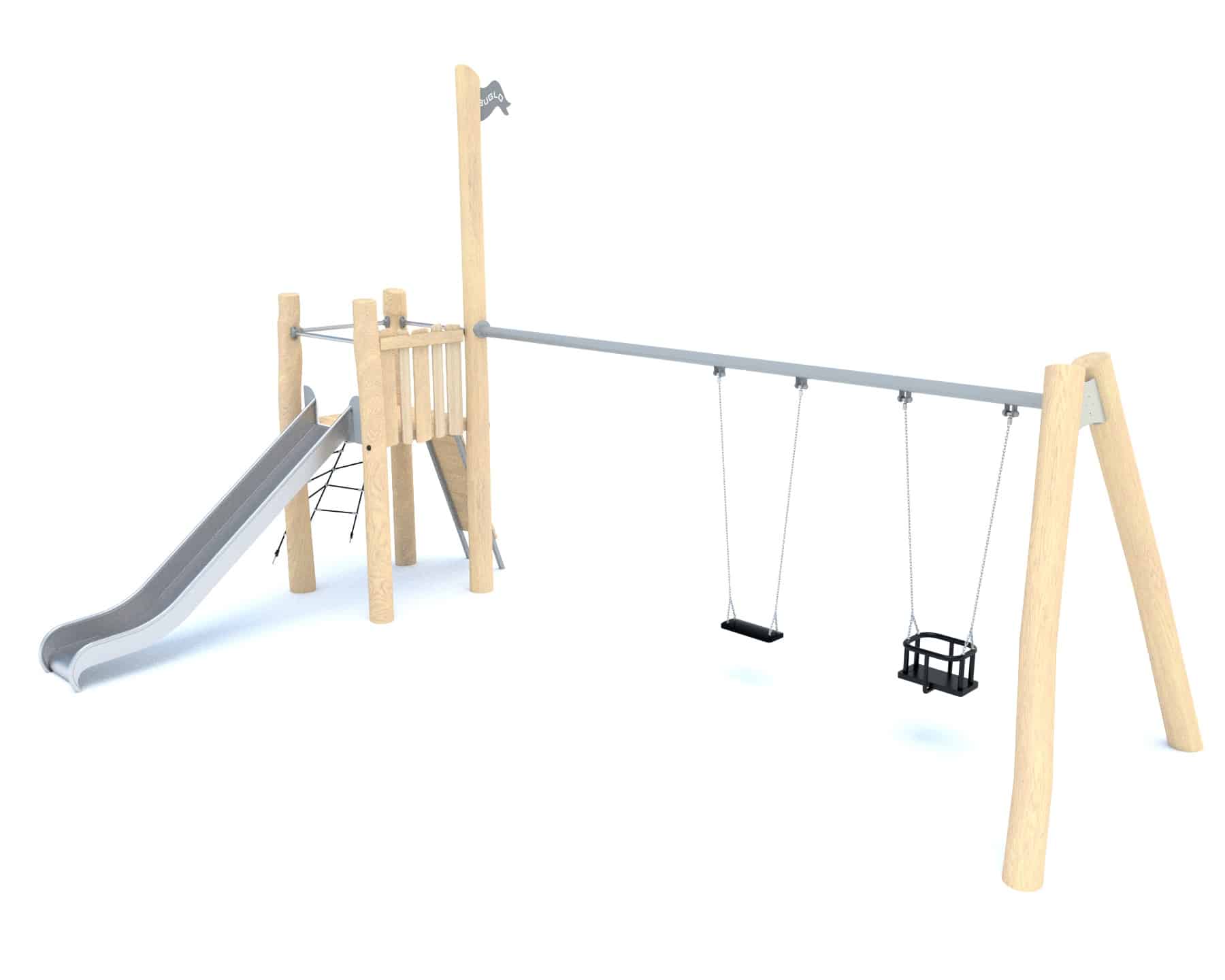 Spielturm Rita mit Doppelschaukel Ansicht 2