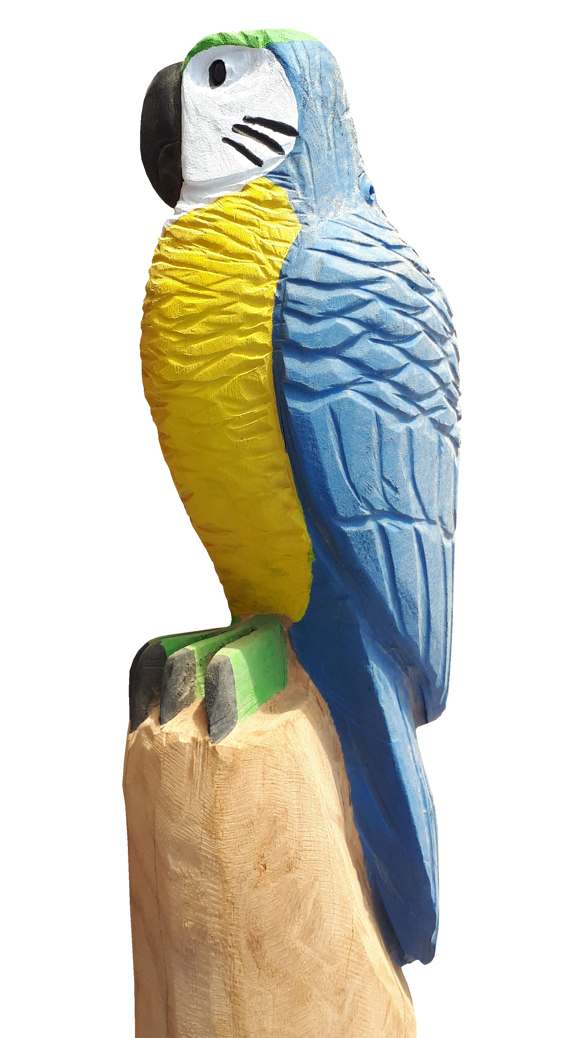 Pfostenkopf/Schnitzfigur Papagei blau - Ansicht 2