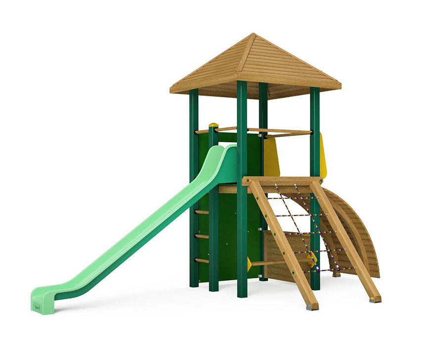 Spielturm-Kombination Holz/Aluminium Ansicht 3
