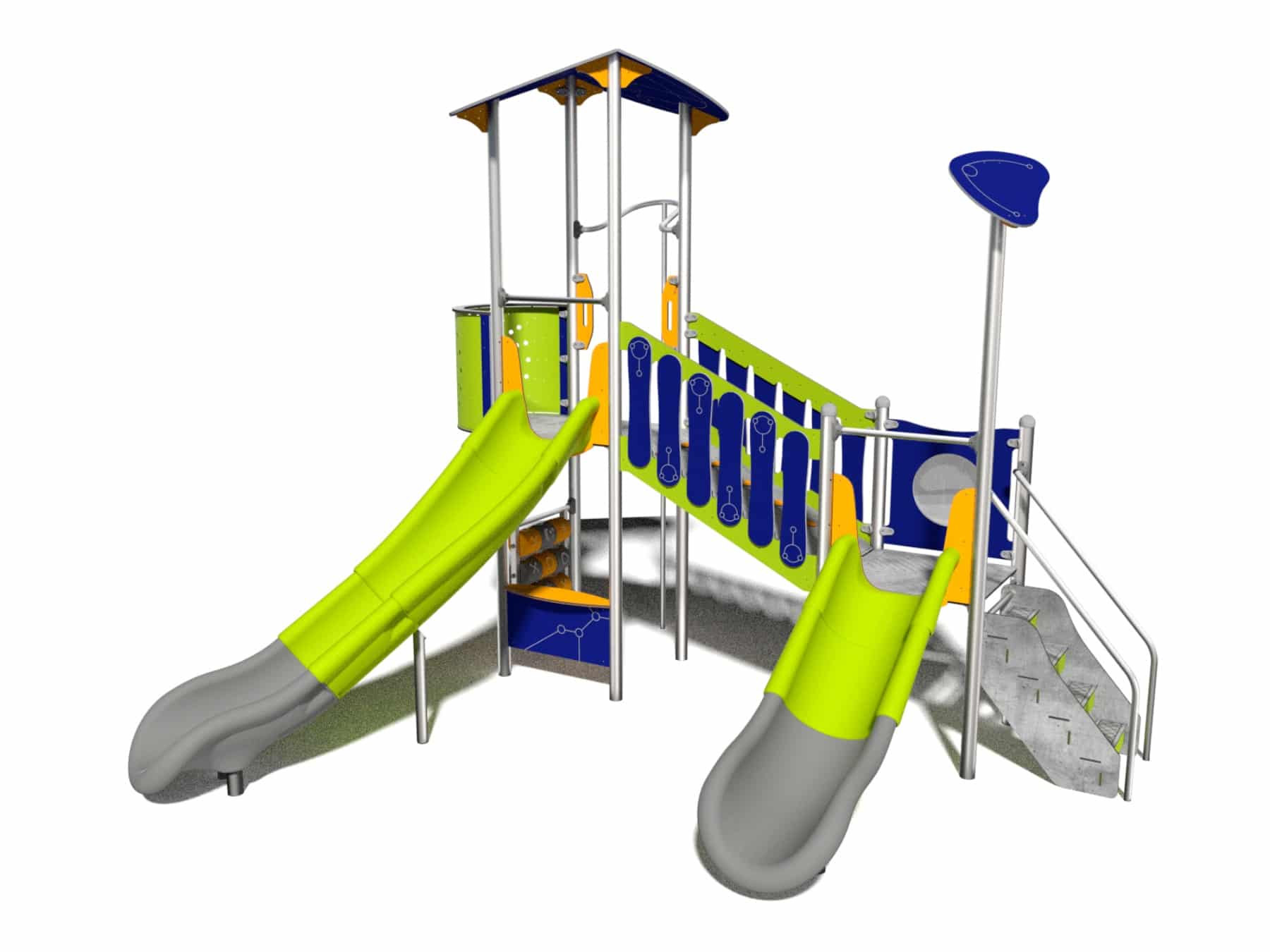 Zweitürmer-Set mit Rutsche für Spielplatz Ansicht 2