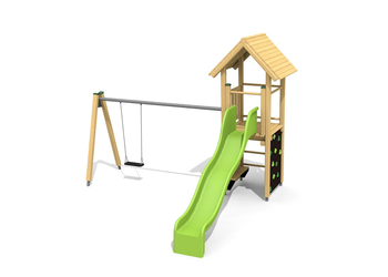 Kletterturm 1 mit 2er Schaukel classic steel Ansicht 4
