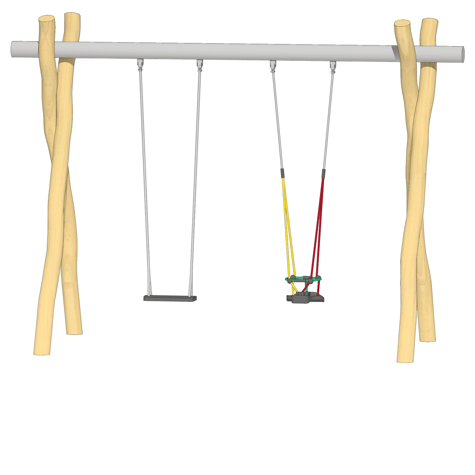 Schaukel 2-fach LH250cm, Querrohr Stahl verzinkt, 1 Kleinkind-Schaukelsitz Ansicht 2