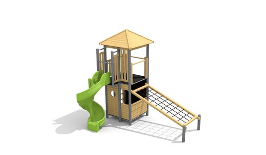 Kletterturm bimbo 2 Spiralrutsche classic steel Ansicht 3