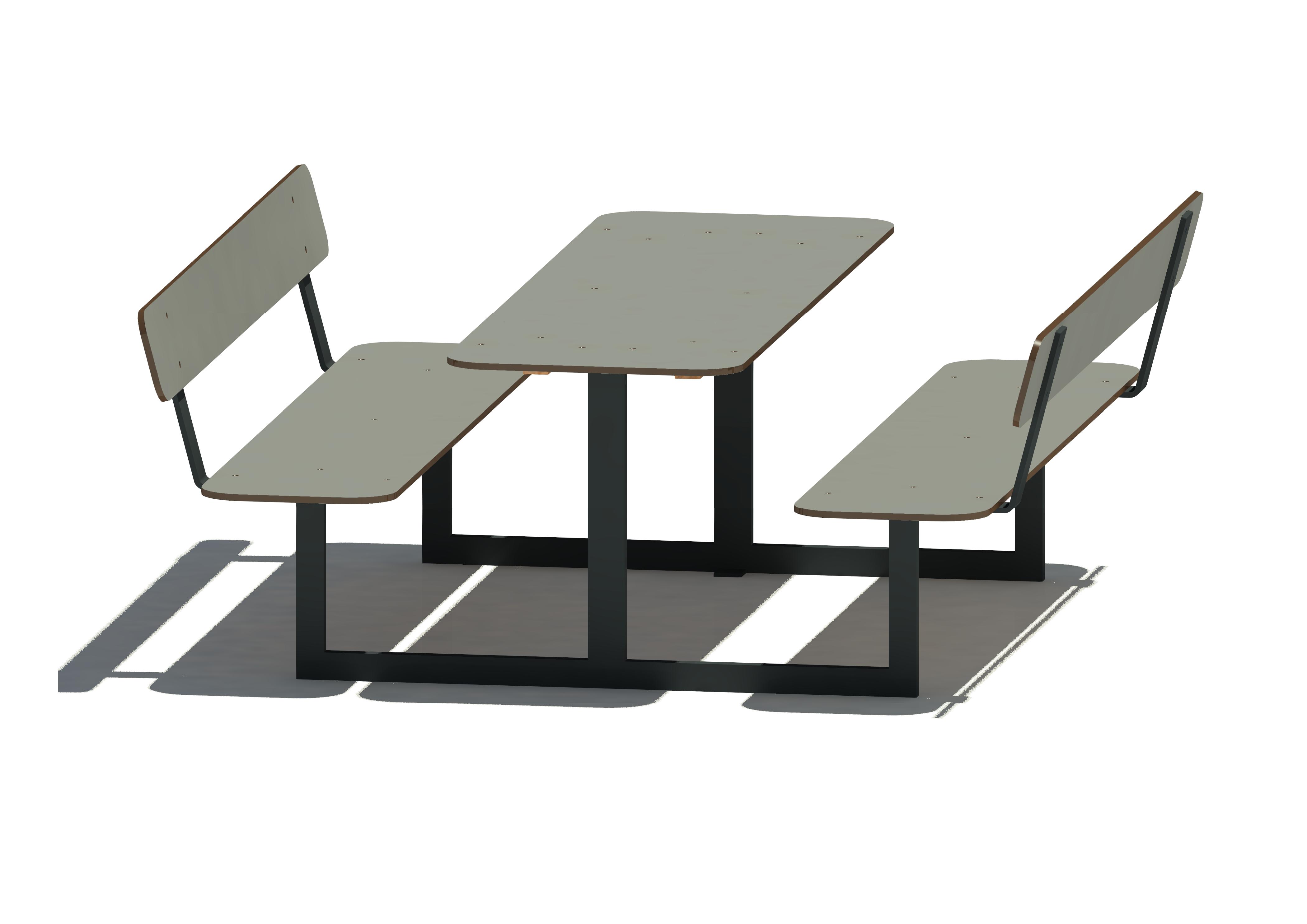 Bank-Tisch-Bank-Kombination mit Lehne 15002 (HPL) Ansicht 2