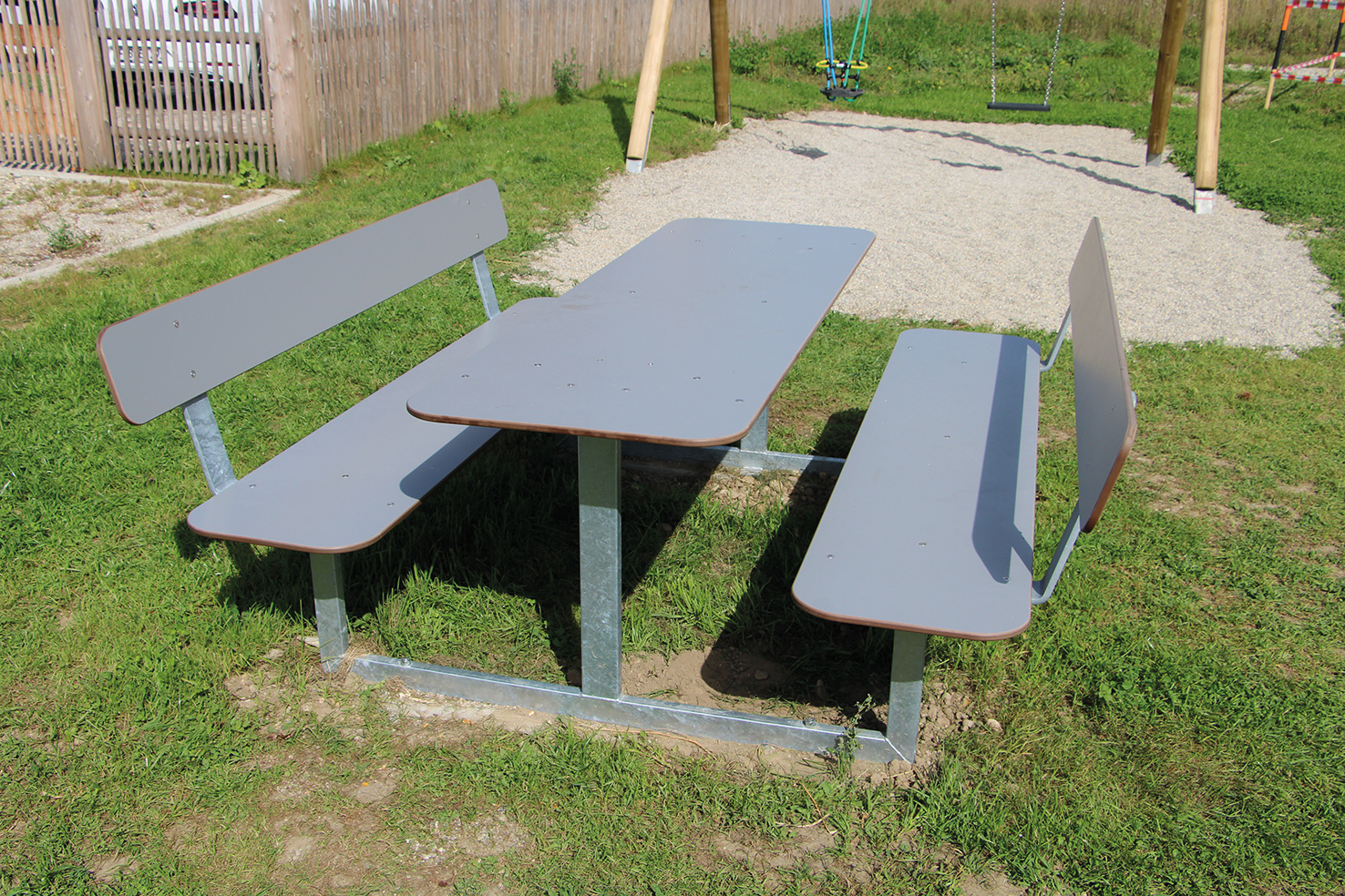 Bank-Tisch-Bank-Kombination mit Lehne 15002 (HPL) Ansicht 3