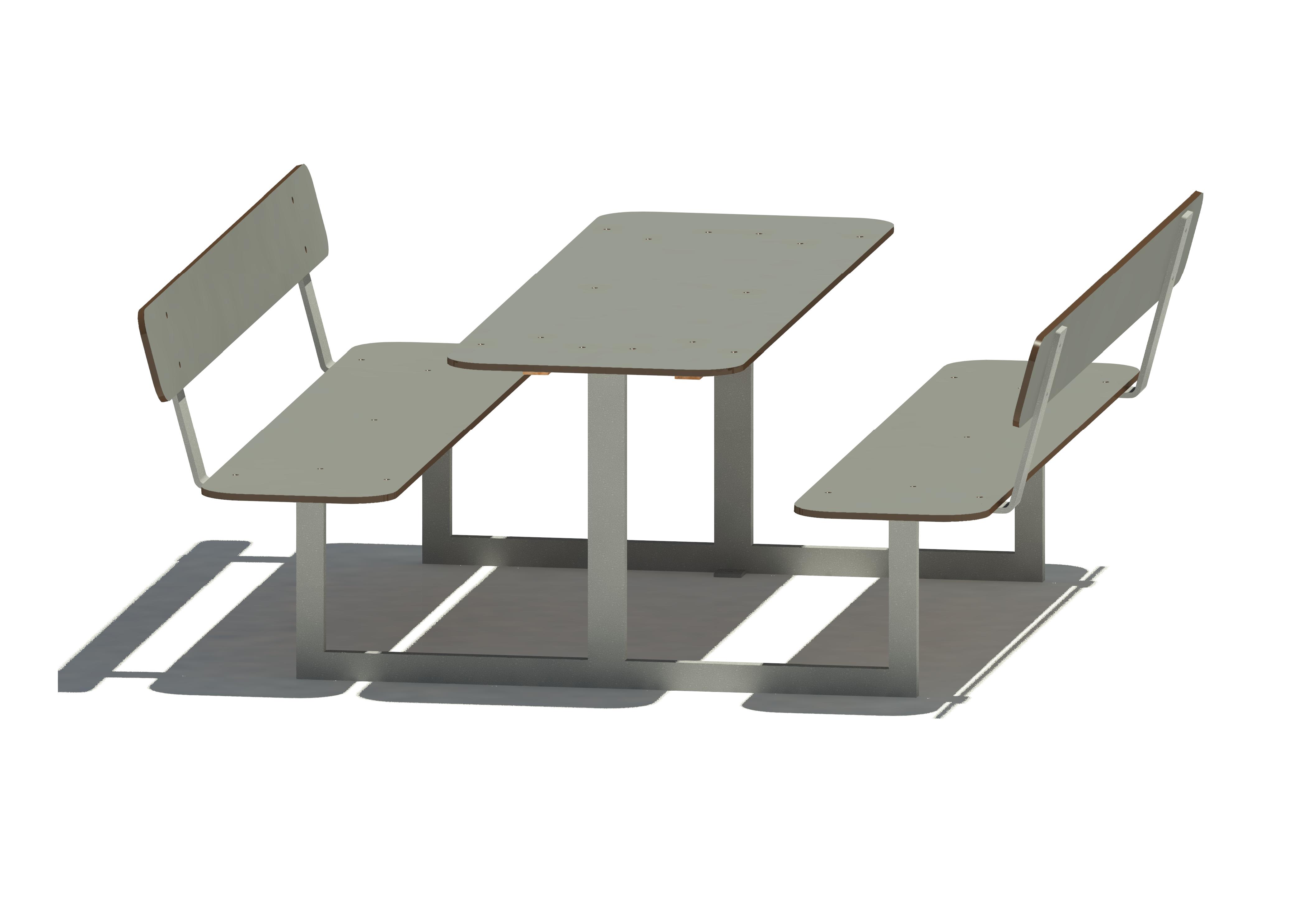 Bank-Tisch-Bank-Kombination mit Lehne 15002 (HPL) Ansicht 4