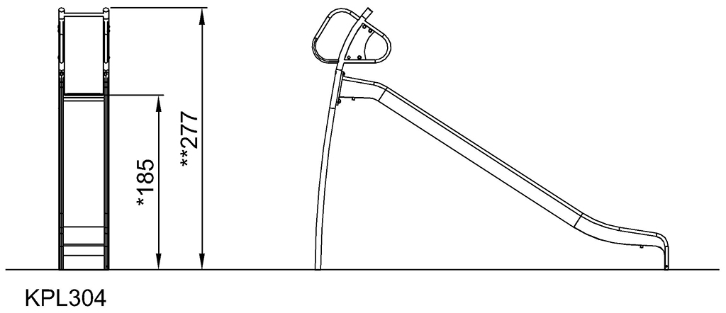 Edelstahlrutsche, hoch KPL304 Ansicht 4