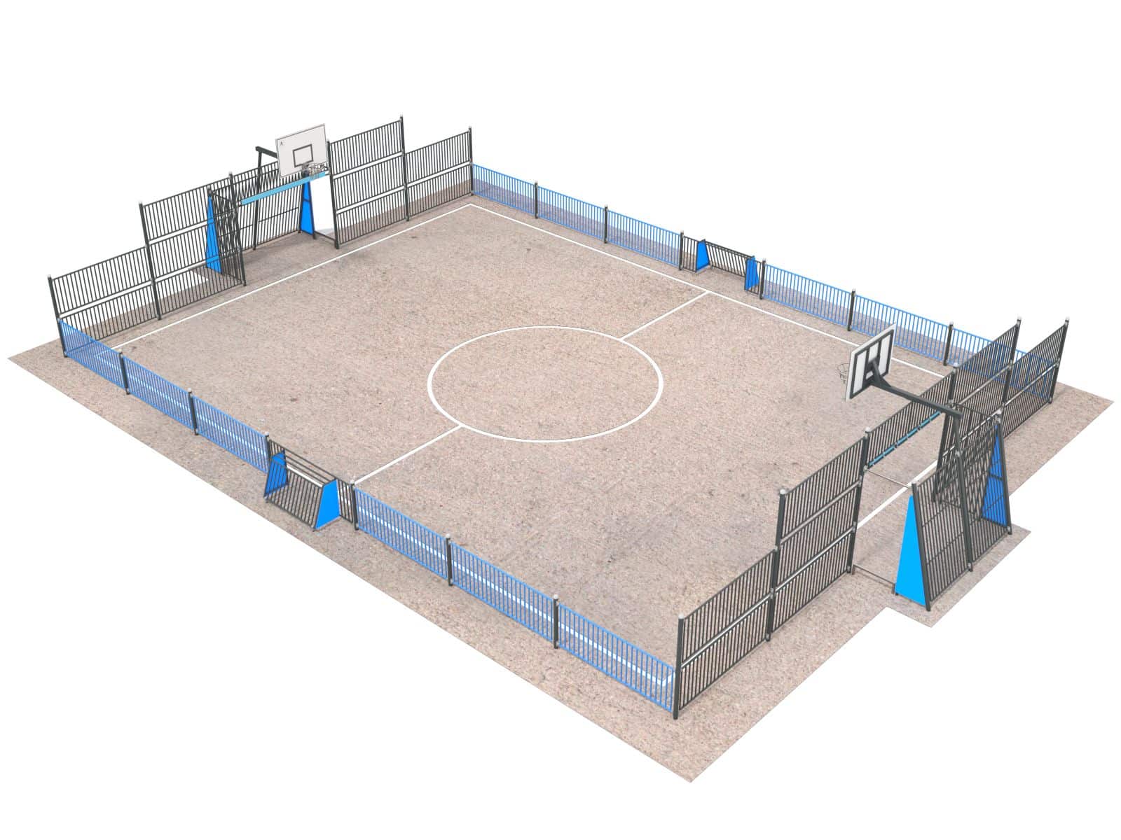 Fussball- und Basketballfeld für Spielplatz Ansicht 2