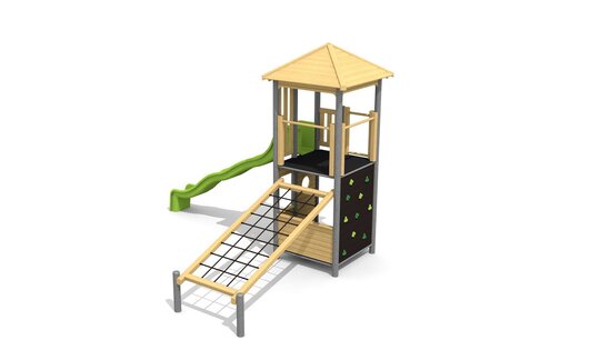 Kletterturm bimbo 1 Wellenrutsche classic steel Ansicht 3