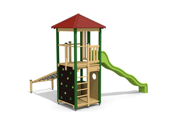 Kletterturm bimbo 1 Wellenrutsche classic steel Ansicht 5