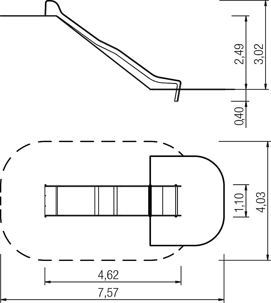 Hügelrutsche mit Wellen breit PH 250 cm, V2A Ansicht 3