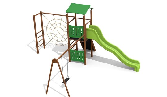 Kletterturm Kombi 1 mit 1er Schaukel steel color Ansicht 1