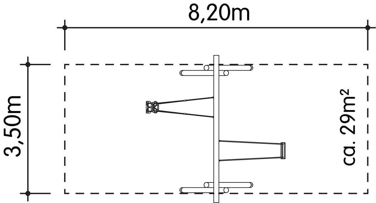 Schaukel 2-fach LH250cm, Querrohr Stahl verzinkt, 1 Kleinkind-Schaukelsitz Ansicht 4