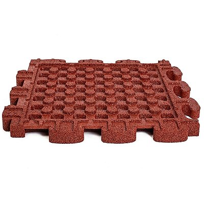 Gum-Tech Fallschutzplatte „Puzzle mat 3D“ 60 mm rot, Fallhöhe bis 210 cm Ansicht 2