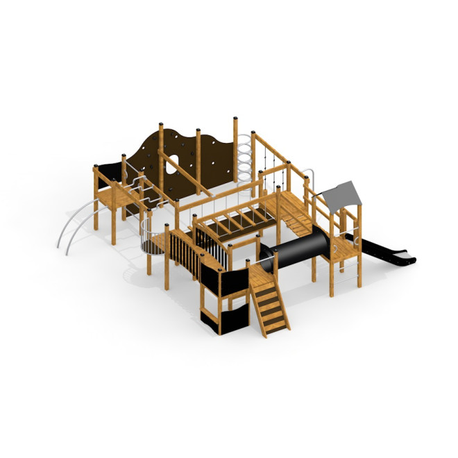 King-Kong Burg II Spielanlage mit Spielturm, Kletterwand und Rutsche Ansicht 2