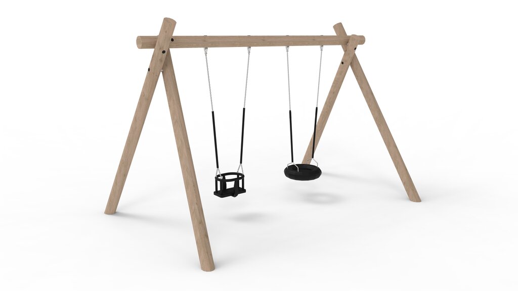 Schaukel mit A-Gestell, Reifensitz und Babysitz Ansicht 2
